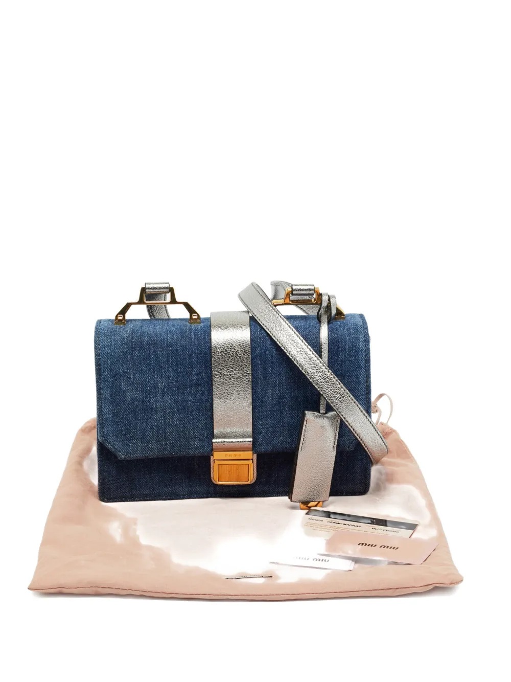 Miu Miu Pre-Owned leather-trim denim cross body bag - Blu
