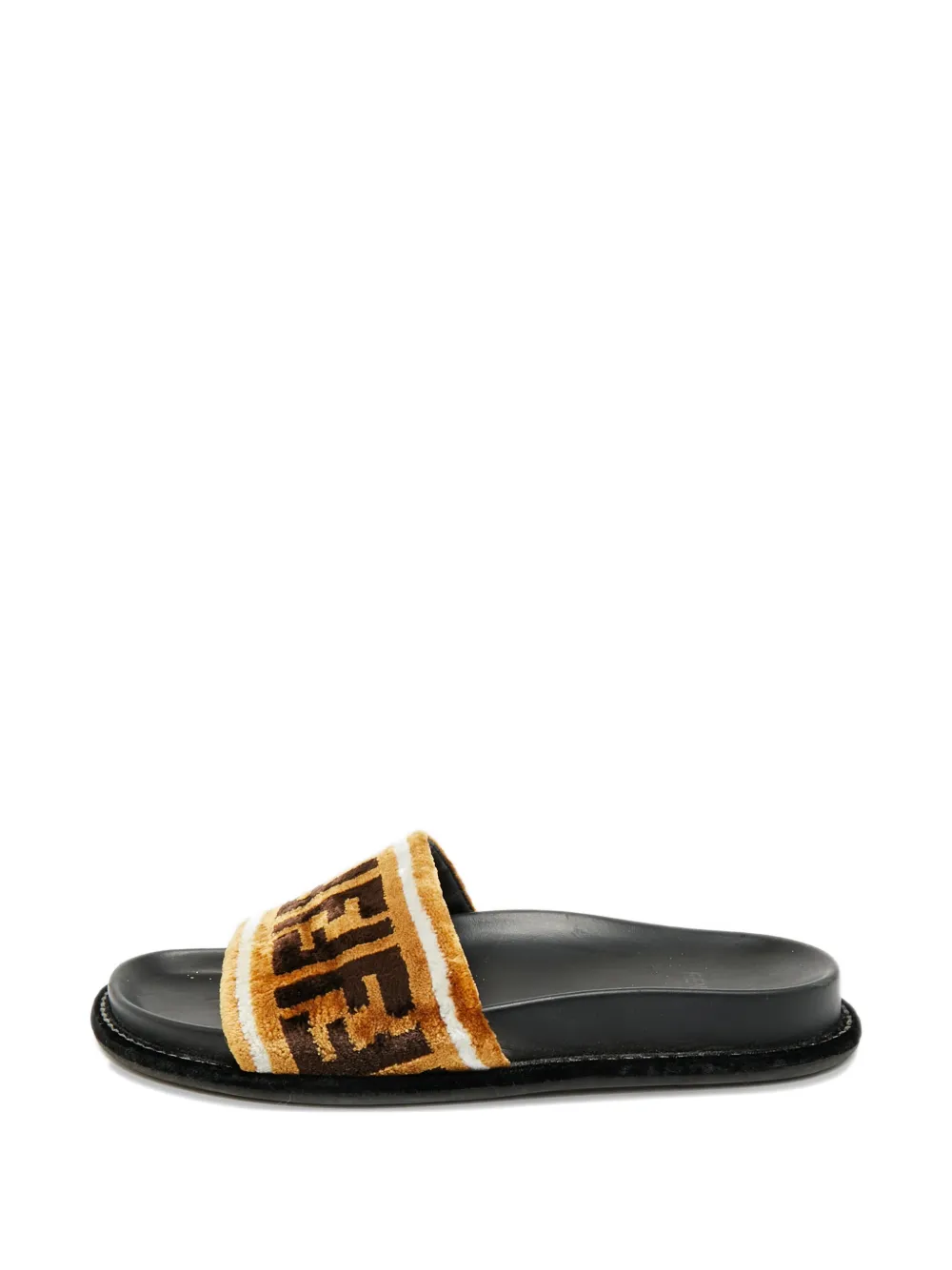 Fendi Pre-Owned velvet monogram slides - Marrone