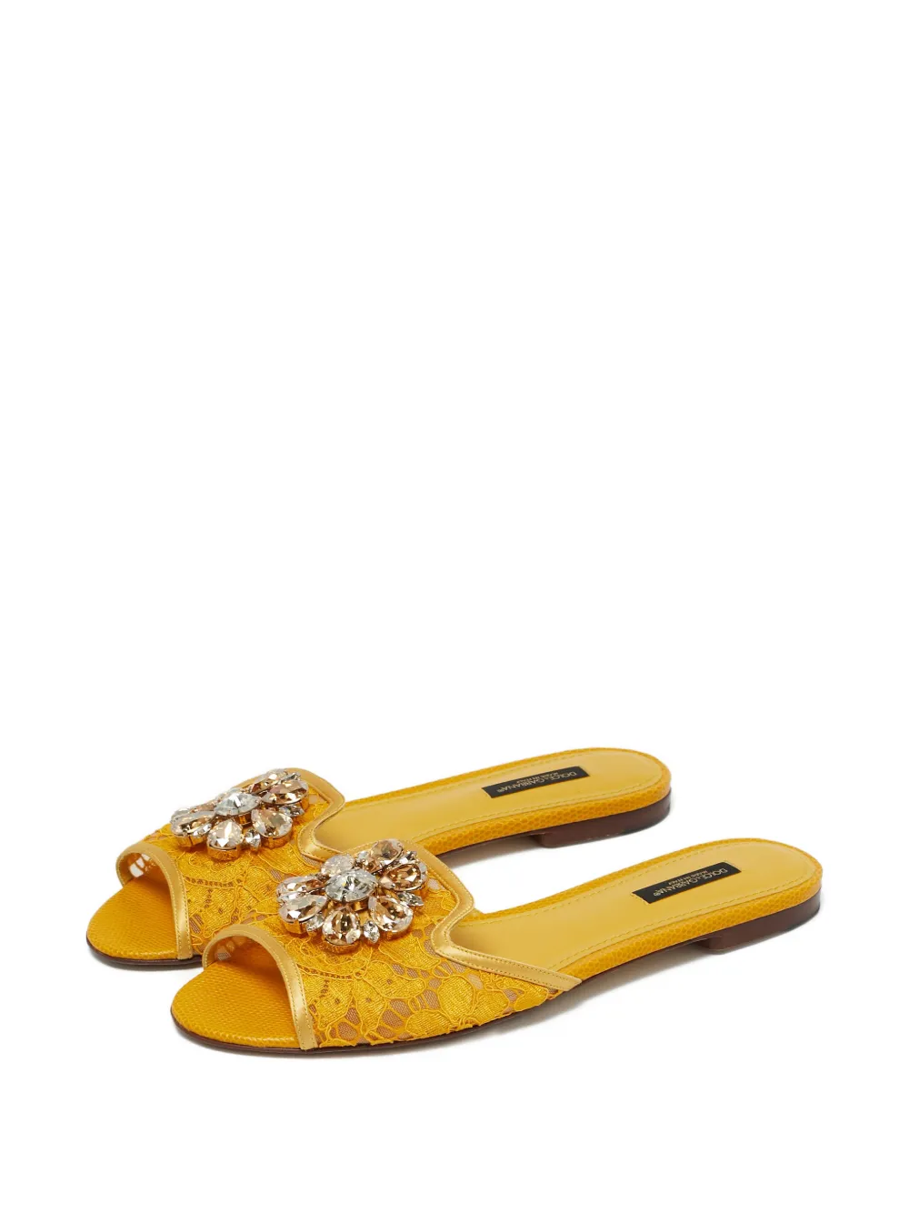 Dolce & Gabbana Pre-Owned lace crystal sandals - Gelb