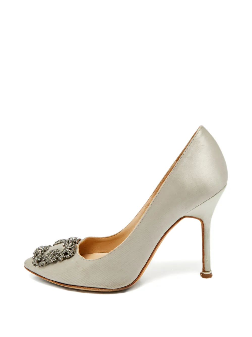 Manolo Blahnik Hangisi crystal-buckle pumps - Grigio