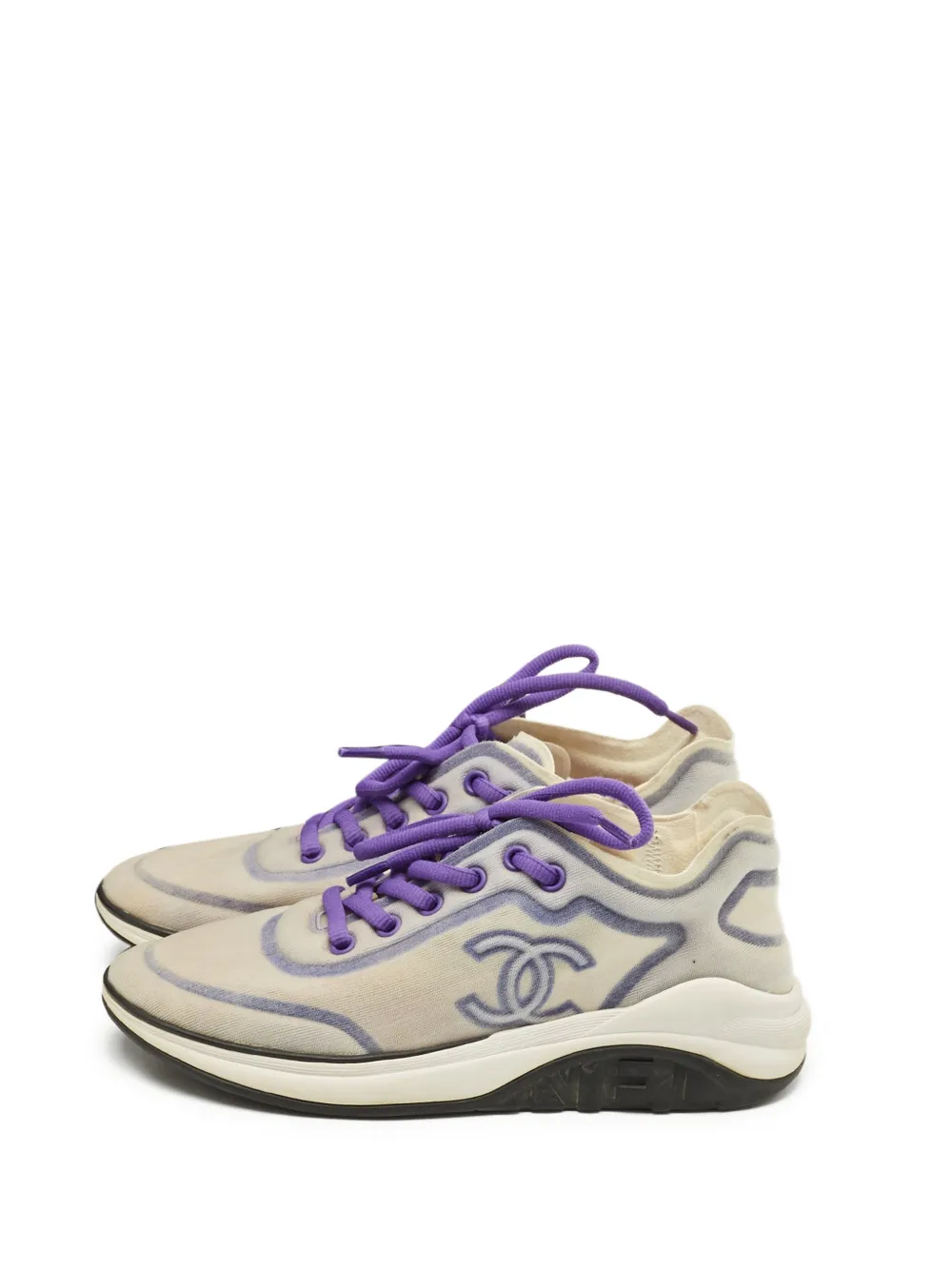 CHANEL Pre-Owned Interlocking CC lace-up fastening sneakers - Weiß