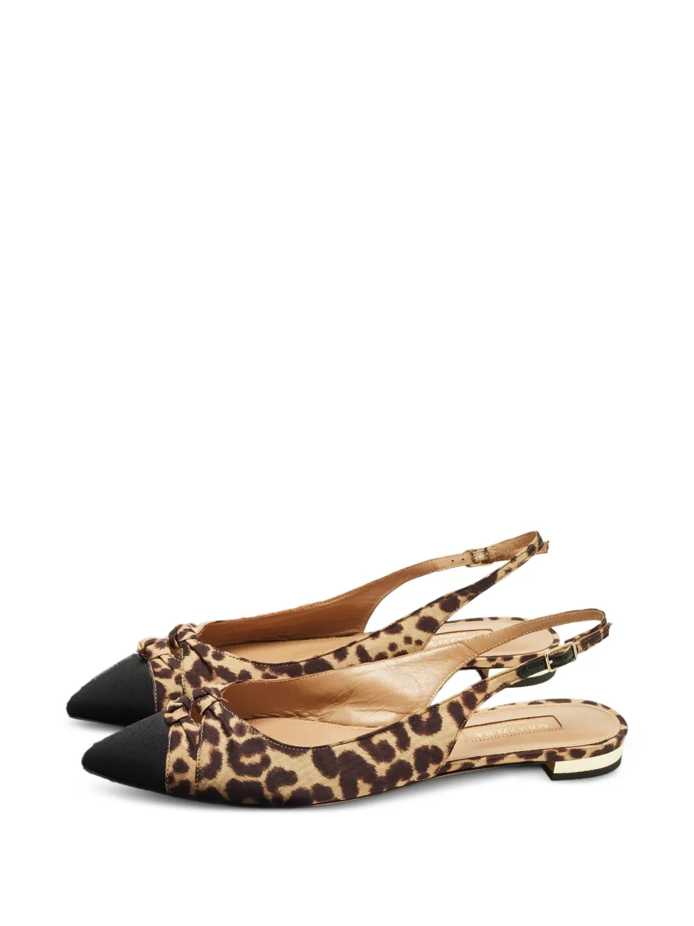 Aquazzura animal-print slingback flat pumps - Braun