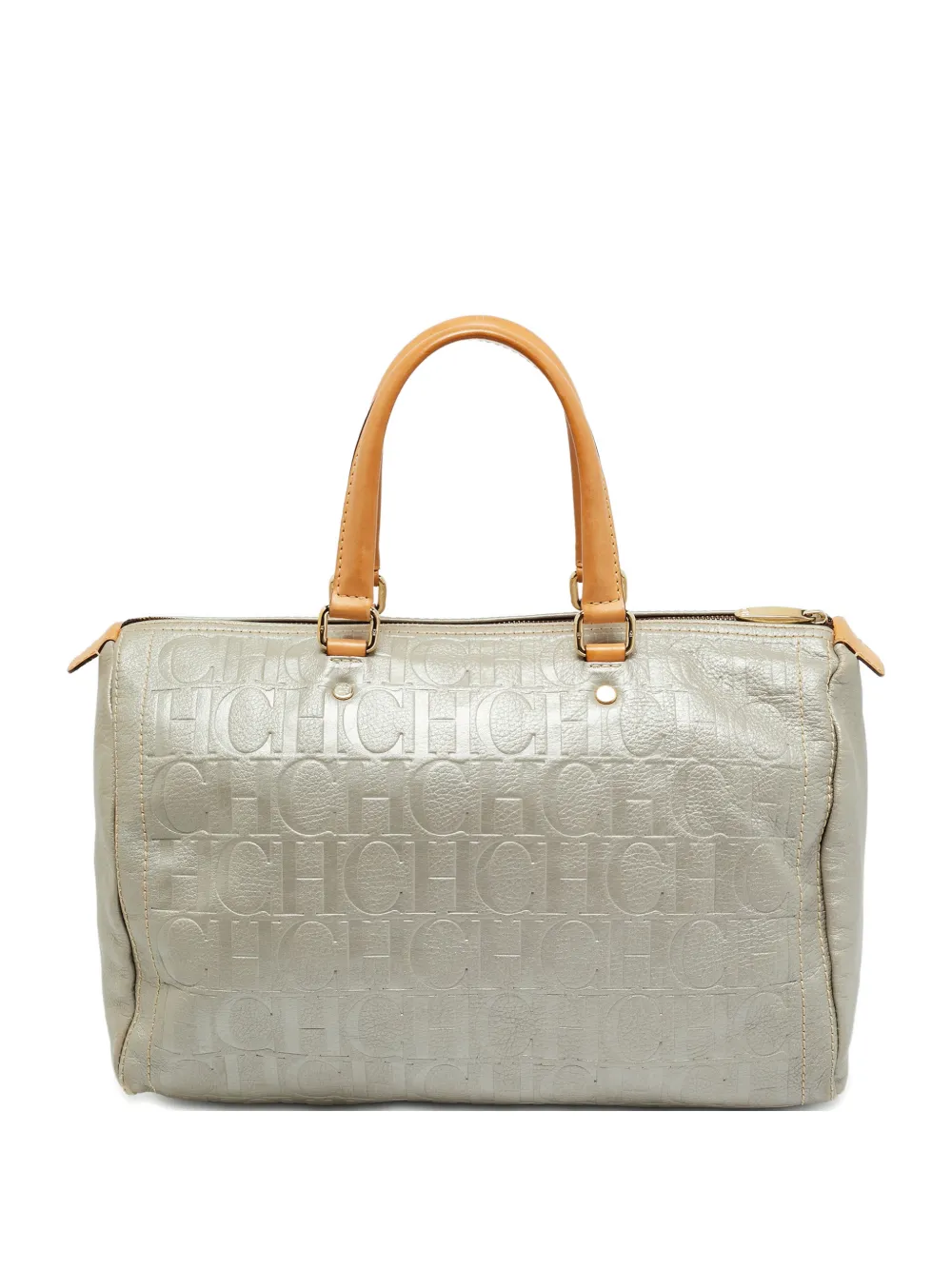 Carolina Herrera Vintage Andy embossed leather tote bag - Grigio