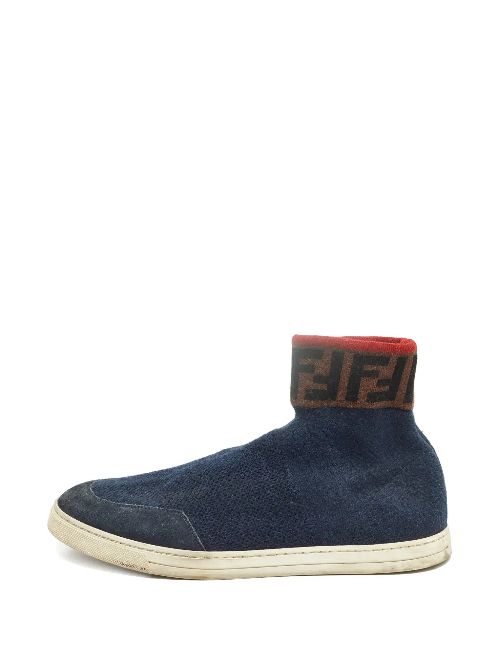 Fendi Pre-Owned FF knit high-top sneakers - Blu