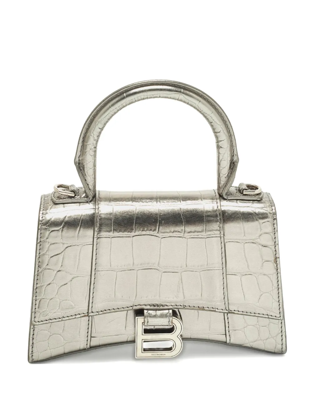 Balenciaga Pre-Owned XS Hourglass embossed leather tote bag - Argento