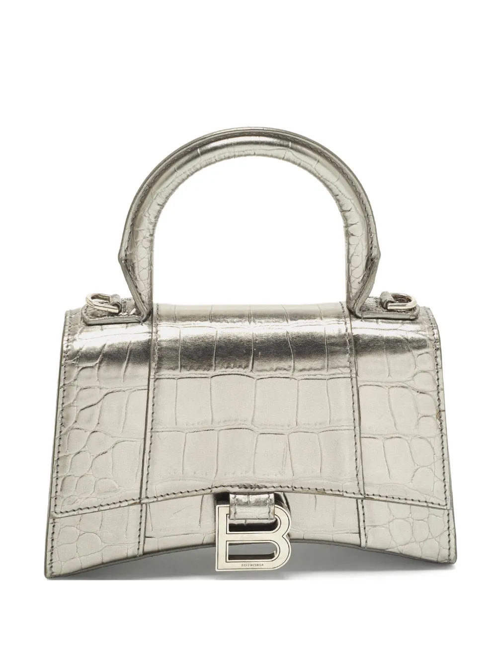 Balenciaga Pre-Owned XS Hourglass embossed leather tote bag - Argento