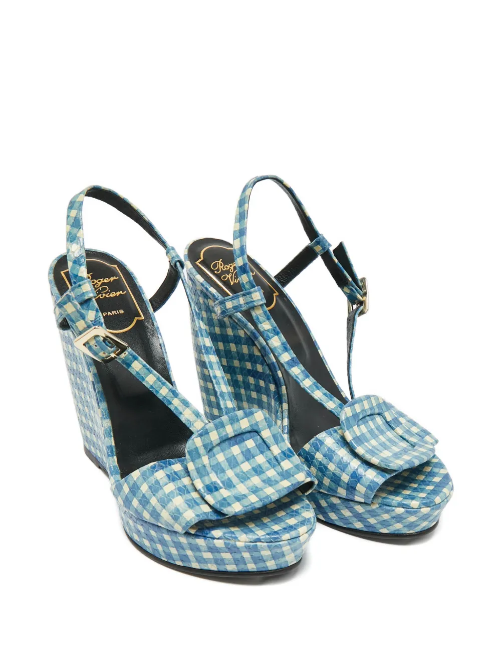 Roger Vivier Vintage snakeskin embossed leather sandals - Blau