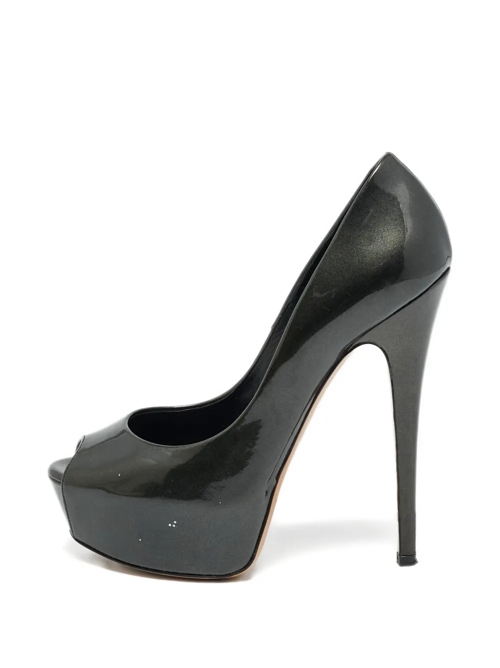 Casadei Vintage Peep-toe leather pumps - Grigio