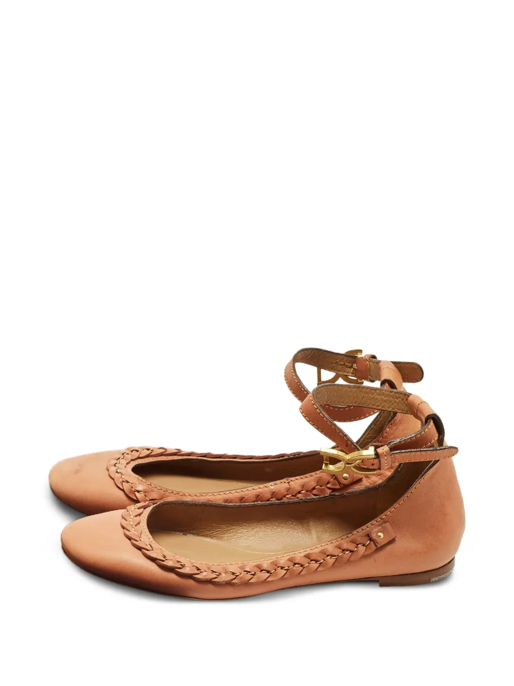 Chloé Pre-Owned braided ballet flats - Marrone