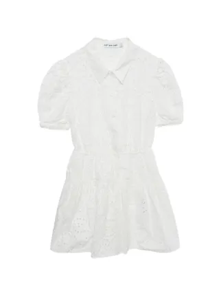 Self-Portrait Broderie Anglaise Cotton Mini Dress | White | FARFETCH GE