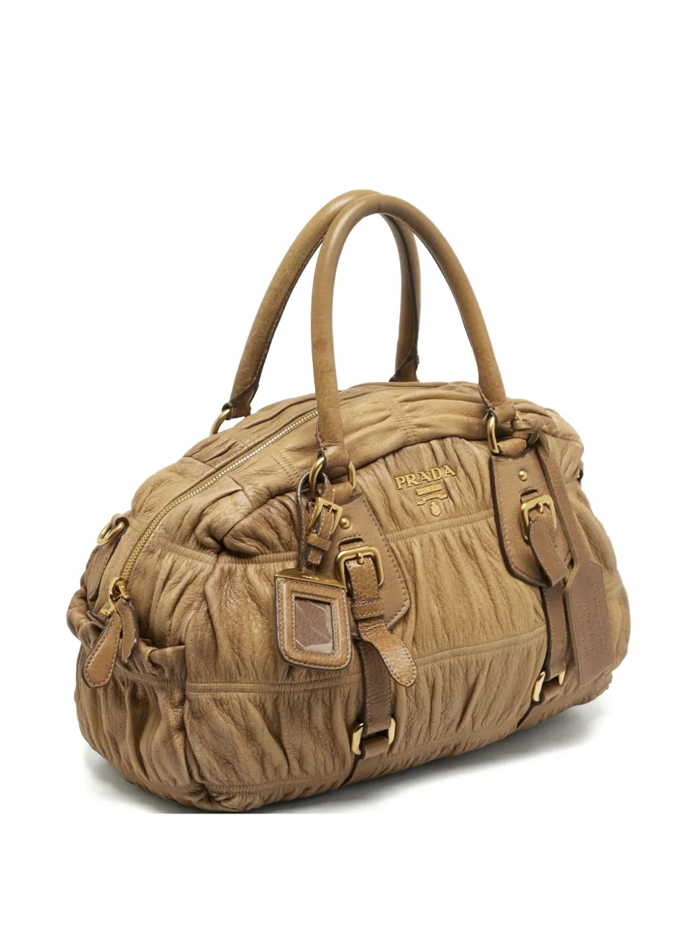 Prada Pre-Owned Gaufre pleated leather tote bag - Marrone