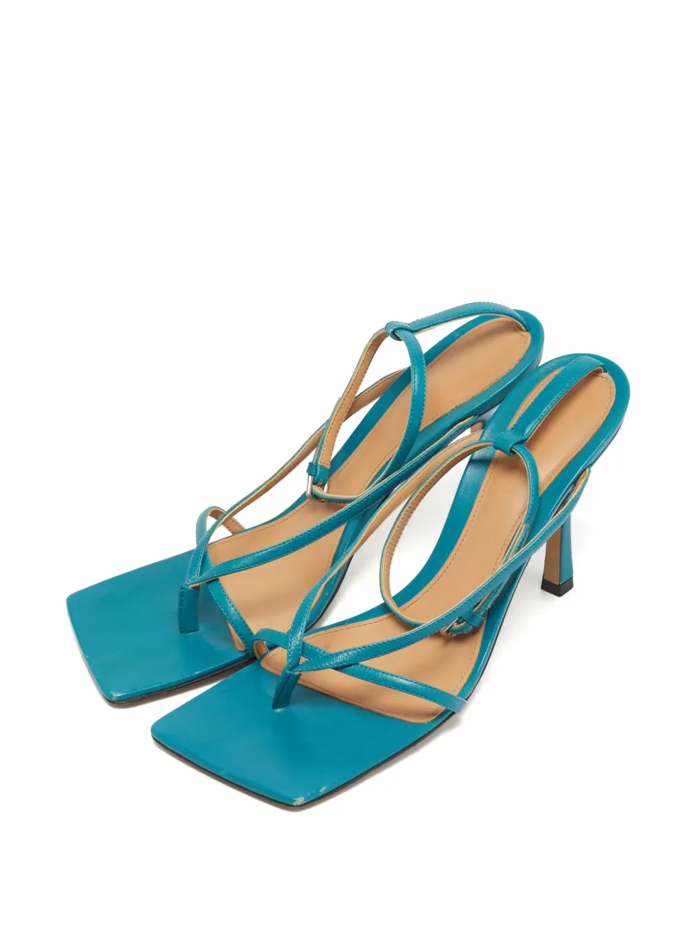 Bottega Veneta Pre-Owned square-toe leather sandals - Blau