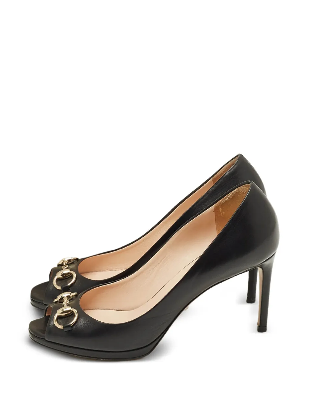 Gucci Pre-Owned leather horsebit peep-toe pumps - Nero