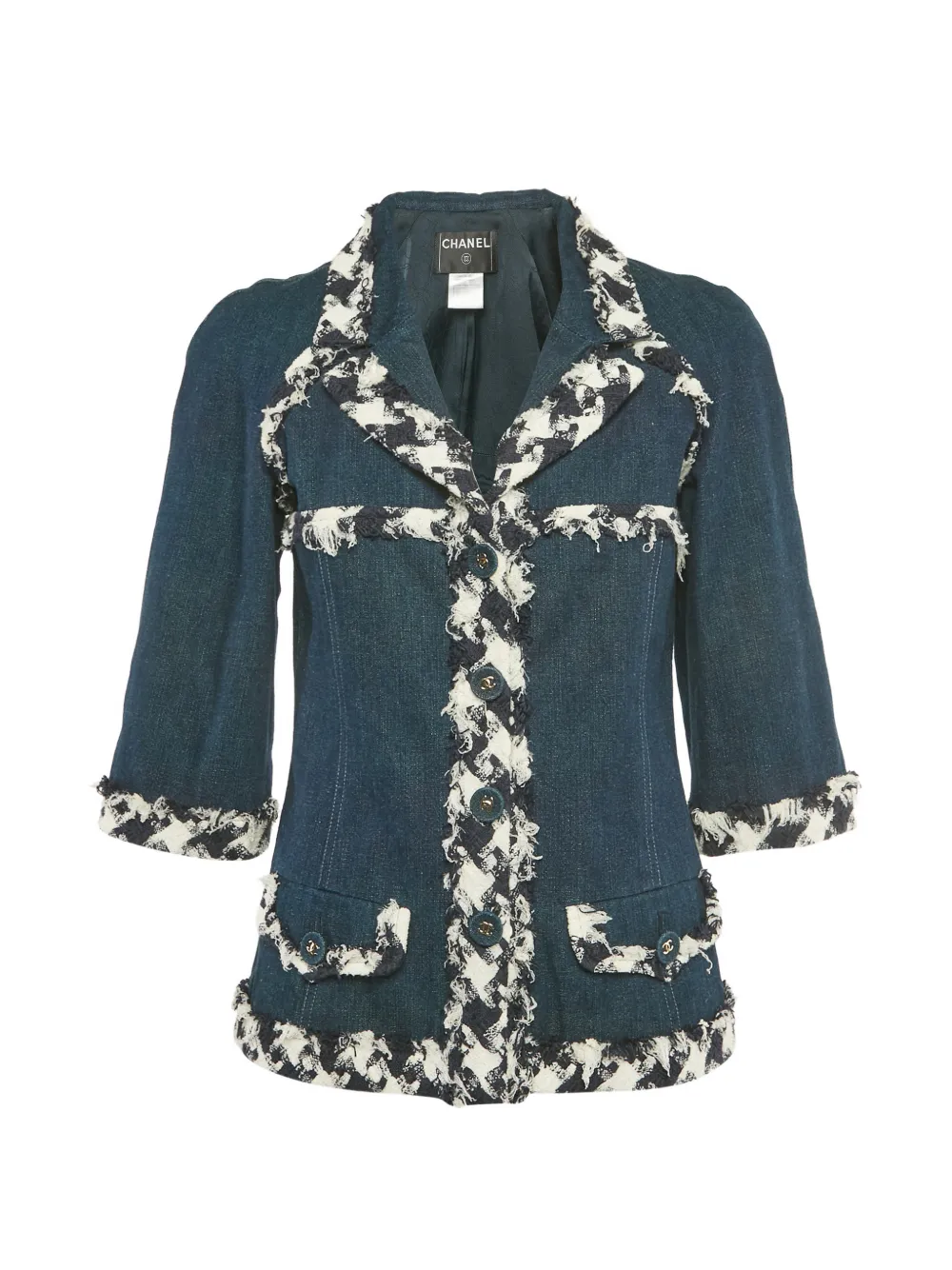 Pre-owned Chanel Denim Logo-buttons Jacket In Blue