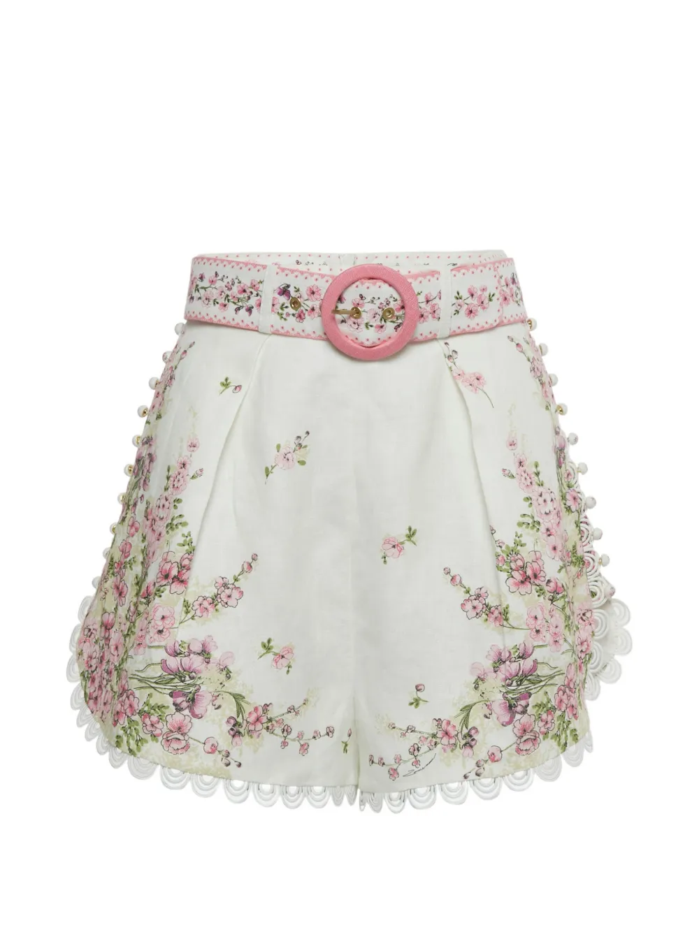ZIMMERMANN linen floral-print shorts - Bianco