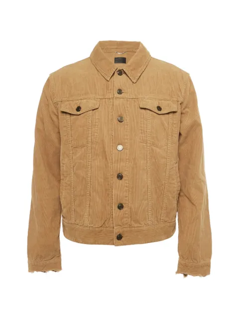 Saint Laurent Pre-Owned جاكيت مخملي مضلع بأزرار