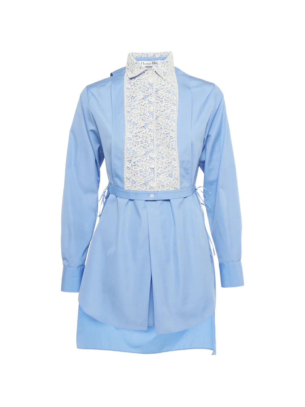 Christian Dior Pre-Owned lace belted blouse - Blu