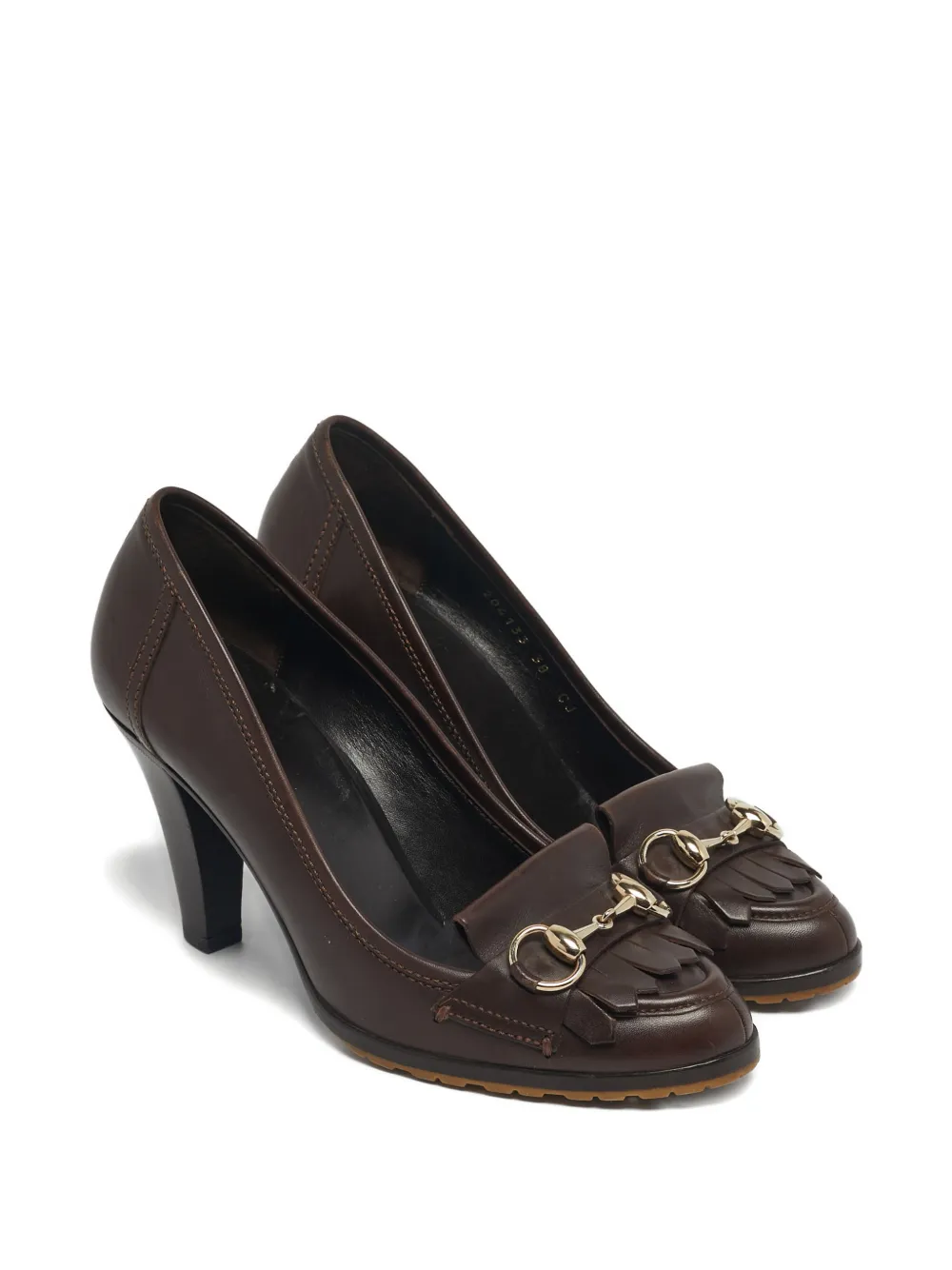 Gucci Pre-Owned fringe horsebit leather pumps - Marrone