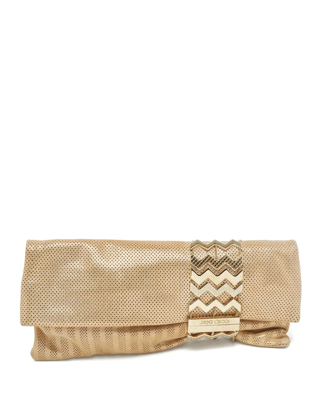 Jimmy Choo Pre-Owned Chandra perforated clutch bag - Oro