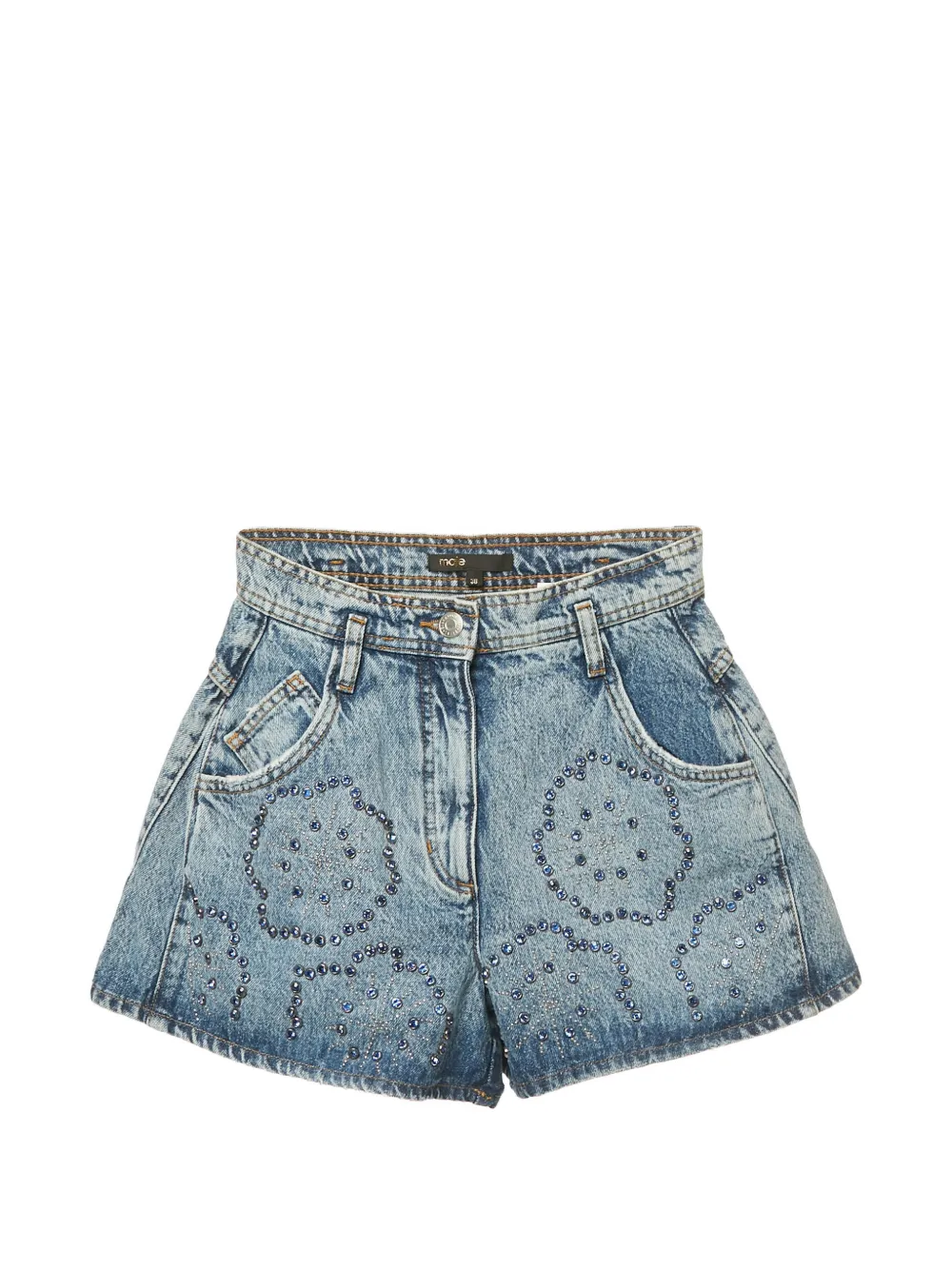 Maje rhinestone-embellished denim shorts - Blu