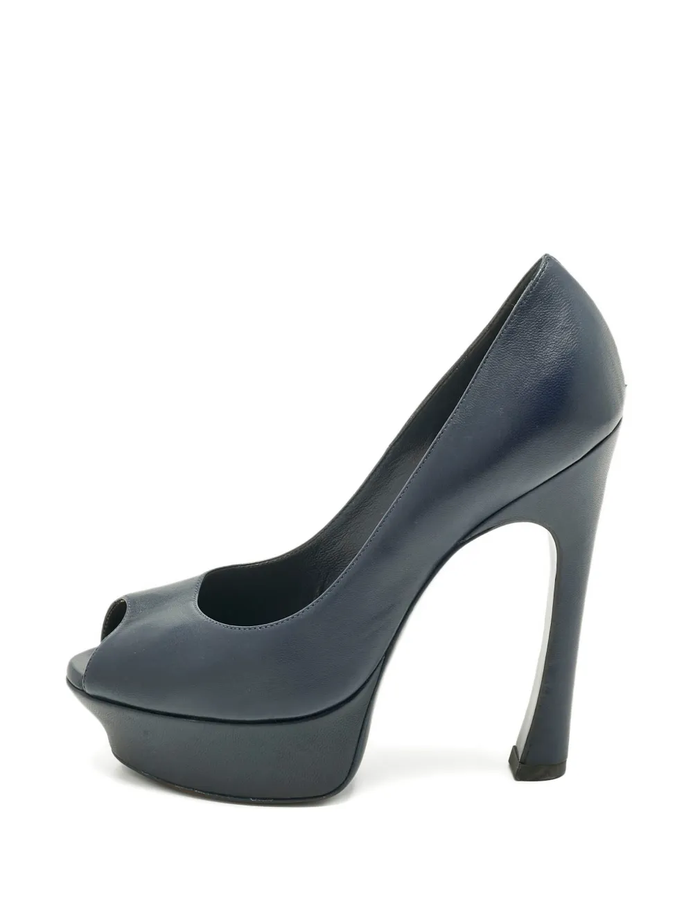 Saint Laurent Pre-Owned leather peep-toe pumps - Blu