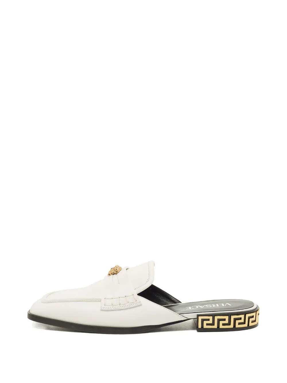 Versace Pre-Owned leather emblem sandals - Bianco