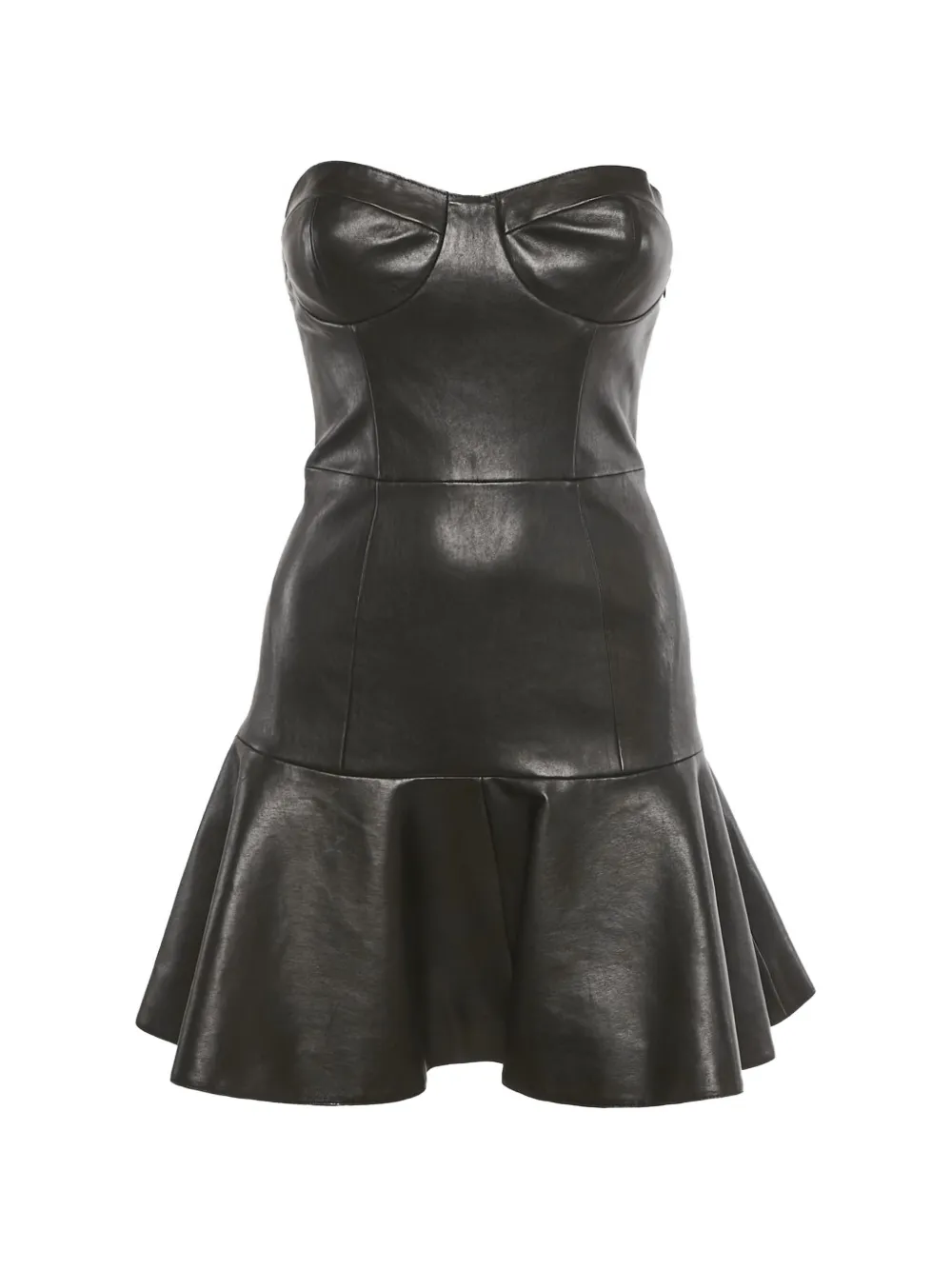 Miu Miu Pre-Owned leather strapless mini dress - Nero