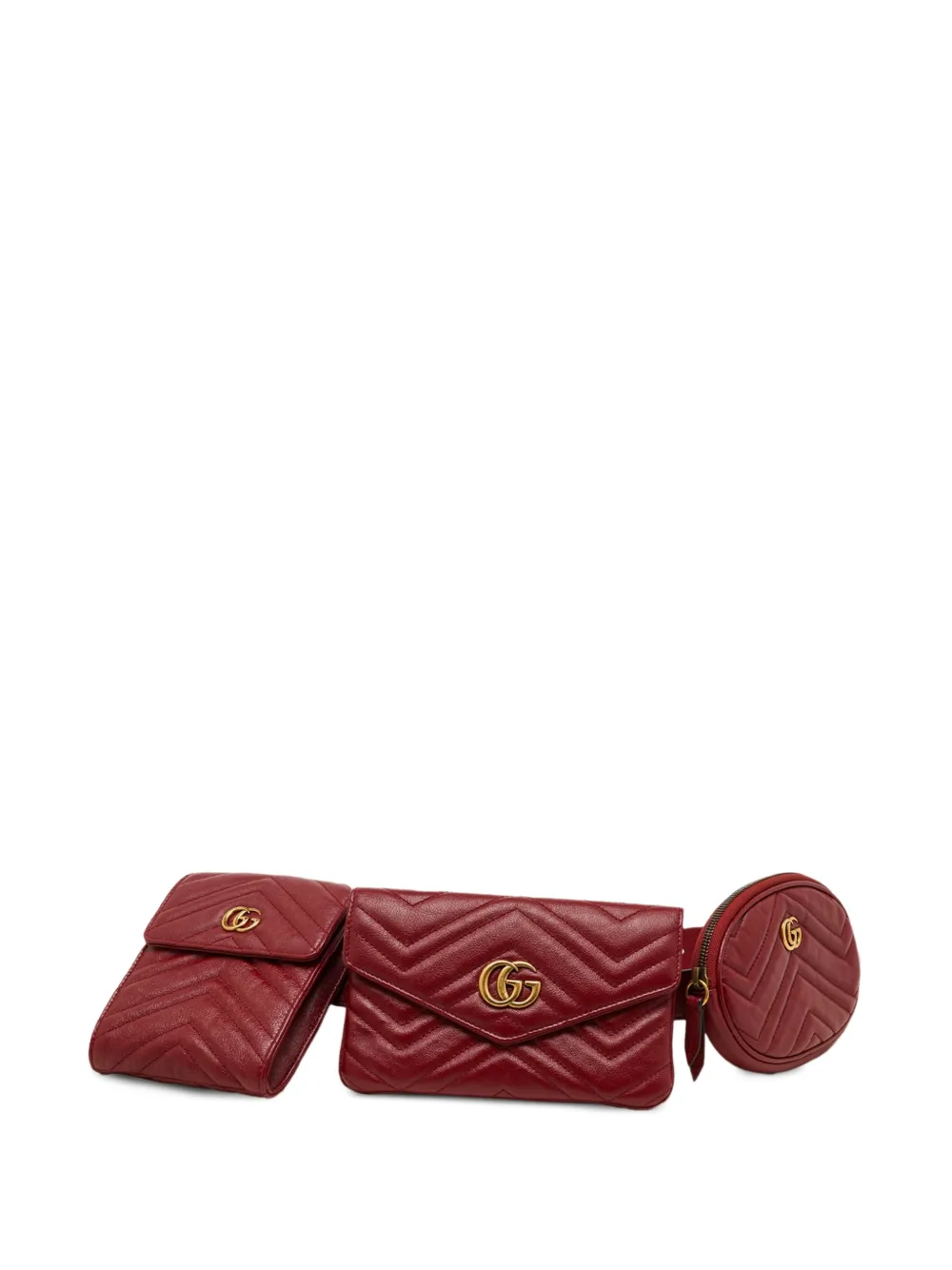 Gucci Pre-Owned Marmont 2.0 matelassé multi belt bag - Rosso