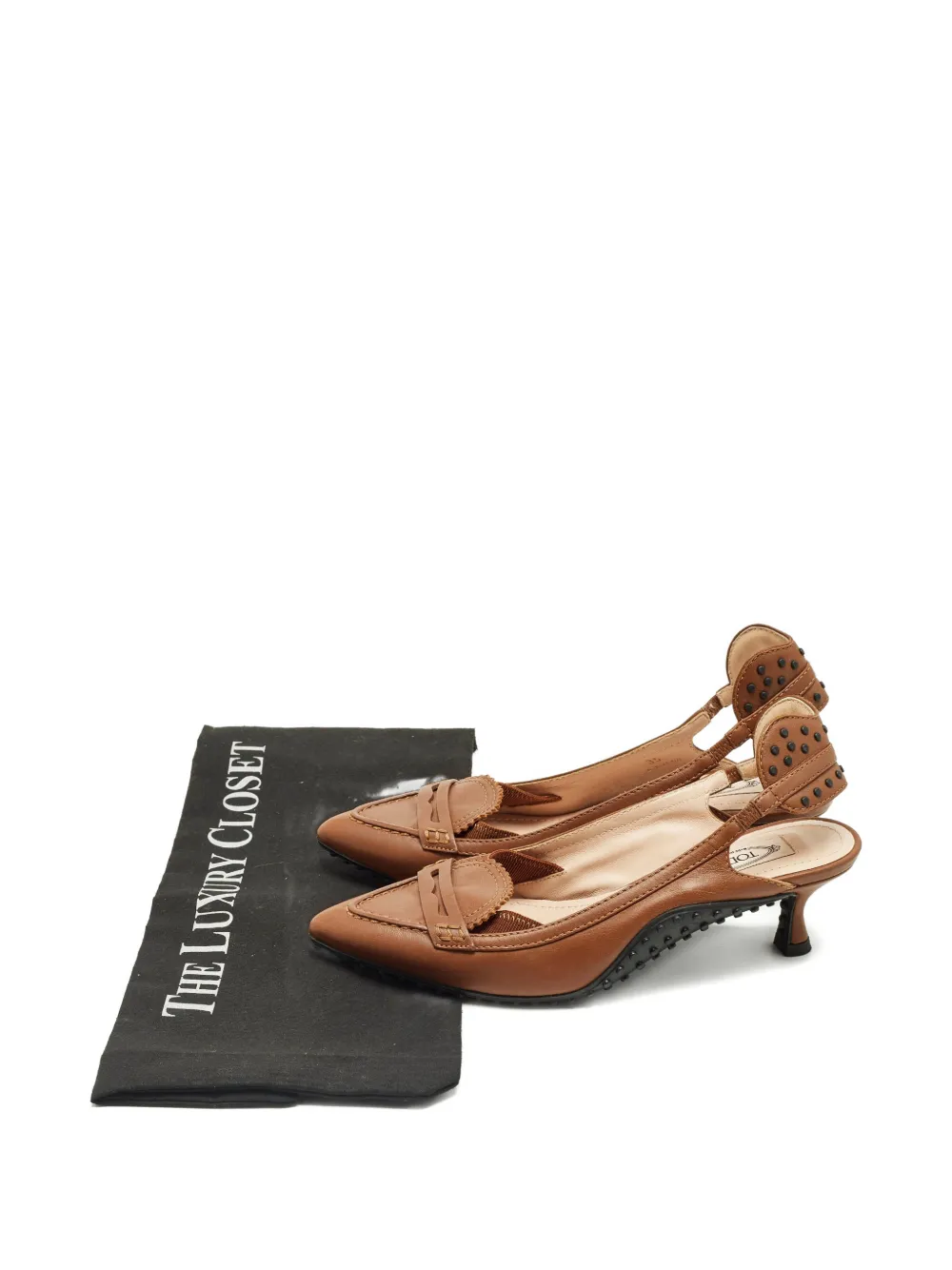 Tod's Vintage kitten-heel leather pumps - Marrone