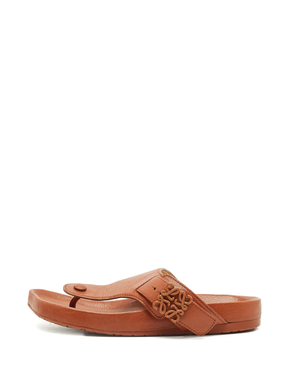Loewe Pre-Owned leather logo sandals - Marrone