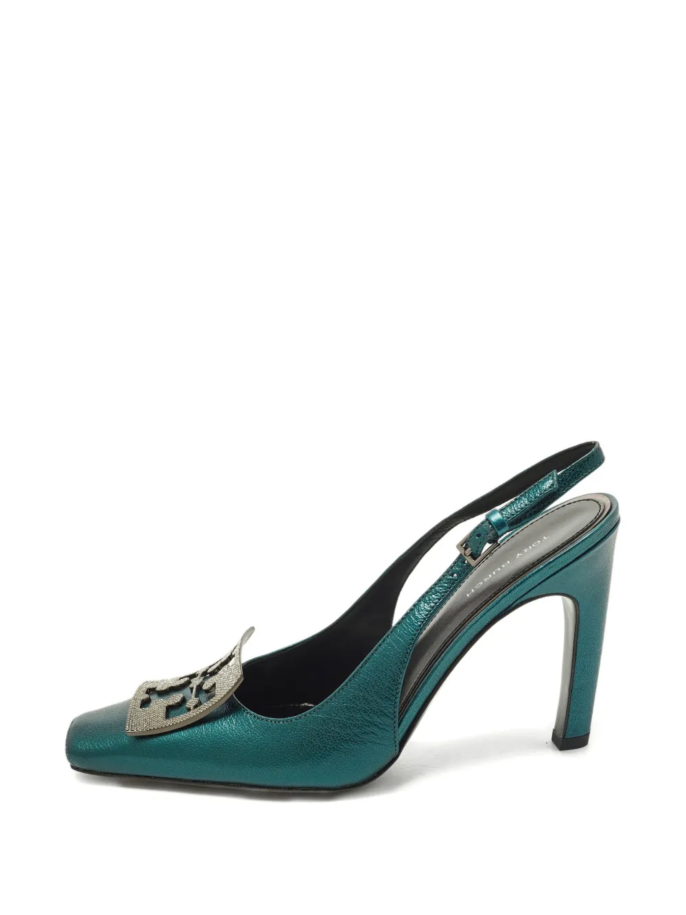 Tory Burch slingback logo-appliqué leather pumps - Verde