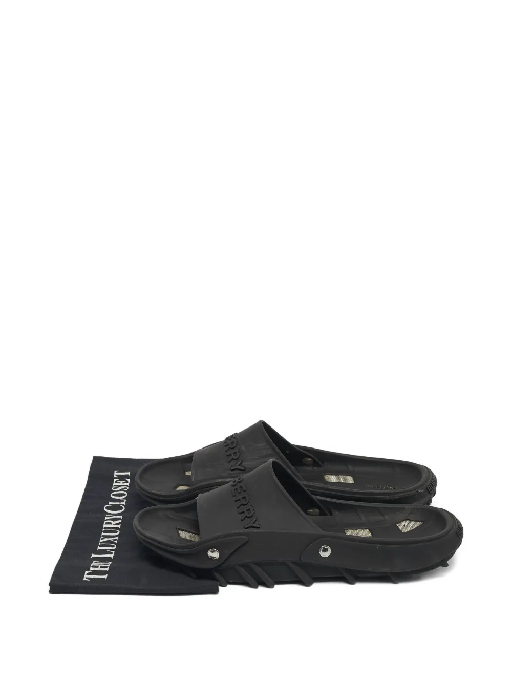 Burberry Pre-Owned Bucklow ridged-sole slides - Schwarz