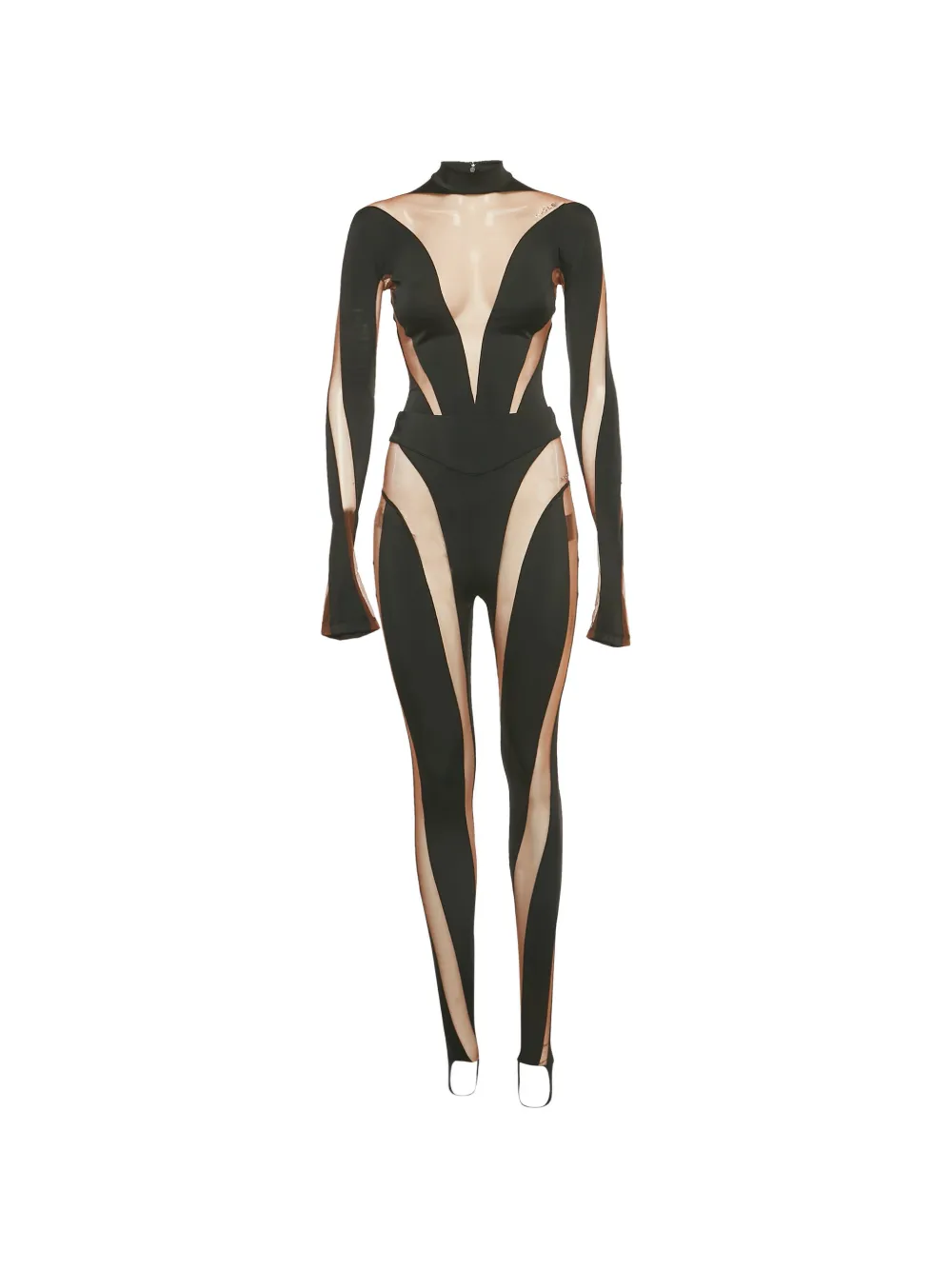 Thierry Mugler Pre-Owned x H&M sheer mesh panelled bodysuit - Nero