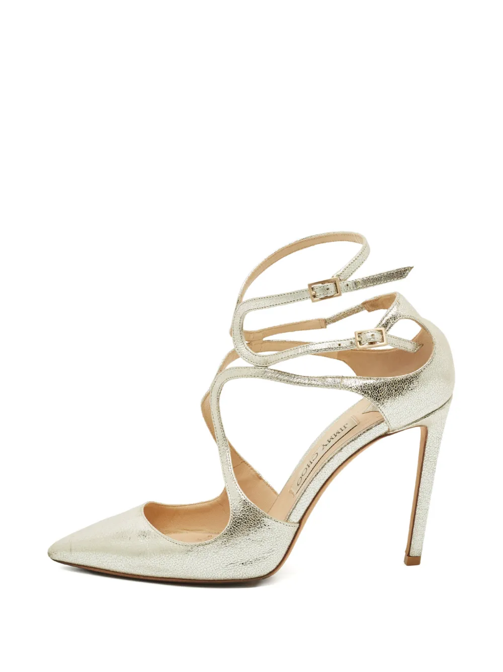 Jimmy Choo Pre-Owned Lancer leather straps pumps - Argento