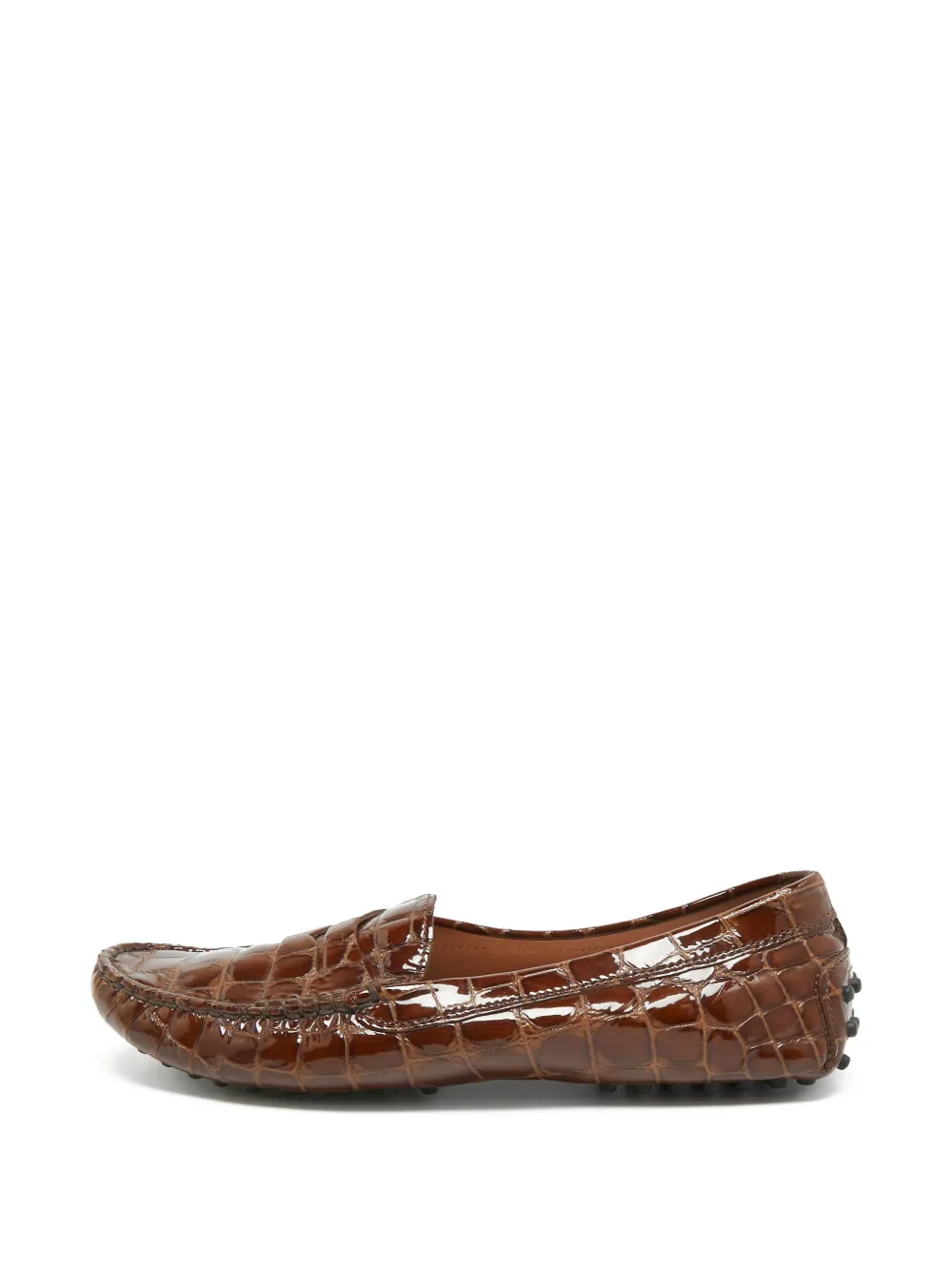 Tod's Vintage gommini croc-embossed leather loafers - Braun