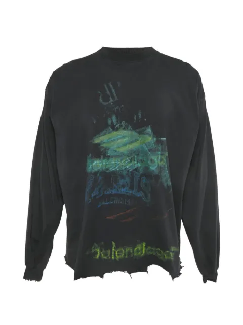 Balenciaga Pre-Owned graphic-print frayed t-shirt