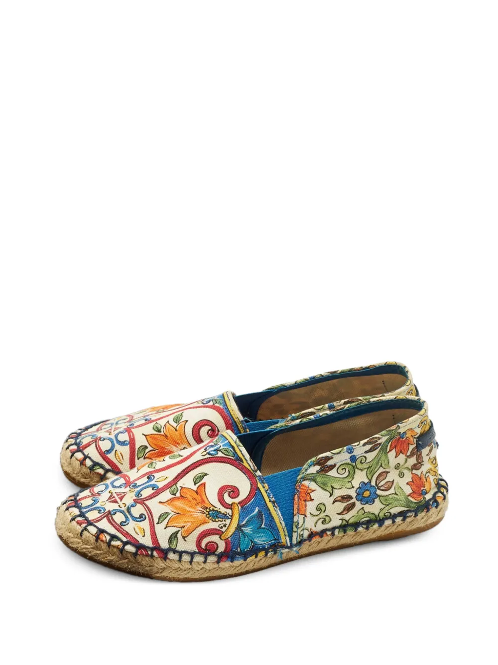 Dolce & Gabbana Pre-Owned Majolica-print canvas espadrilles - Bianco