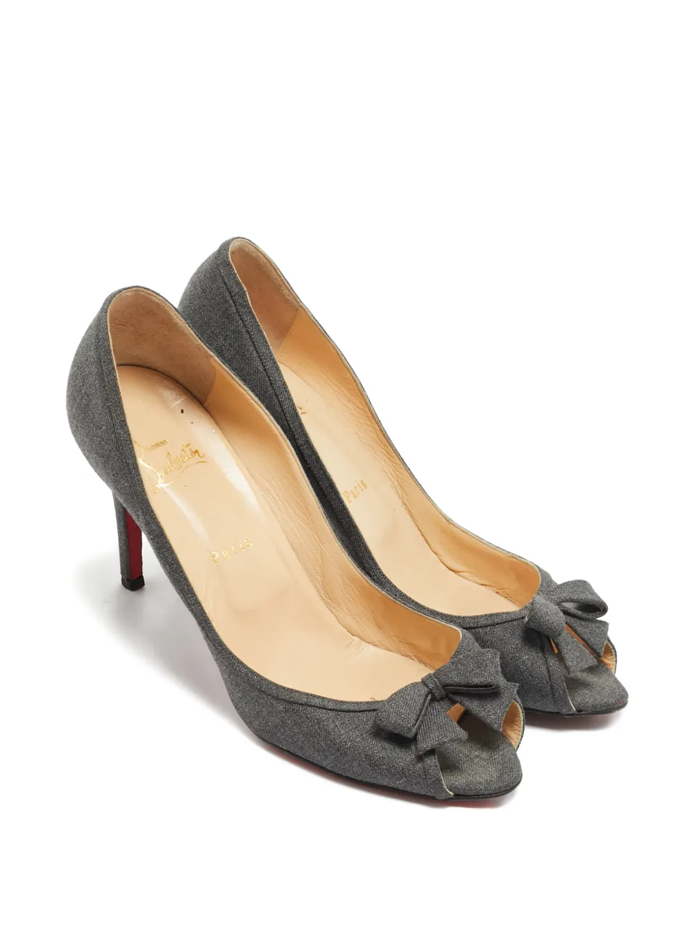 Christian Louboutin Pre-Owned denim bow-embellishment pumps - Grau