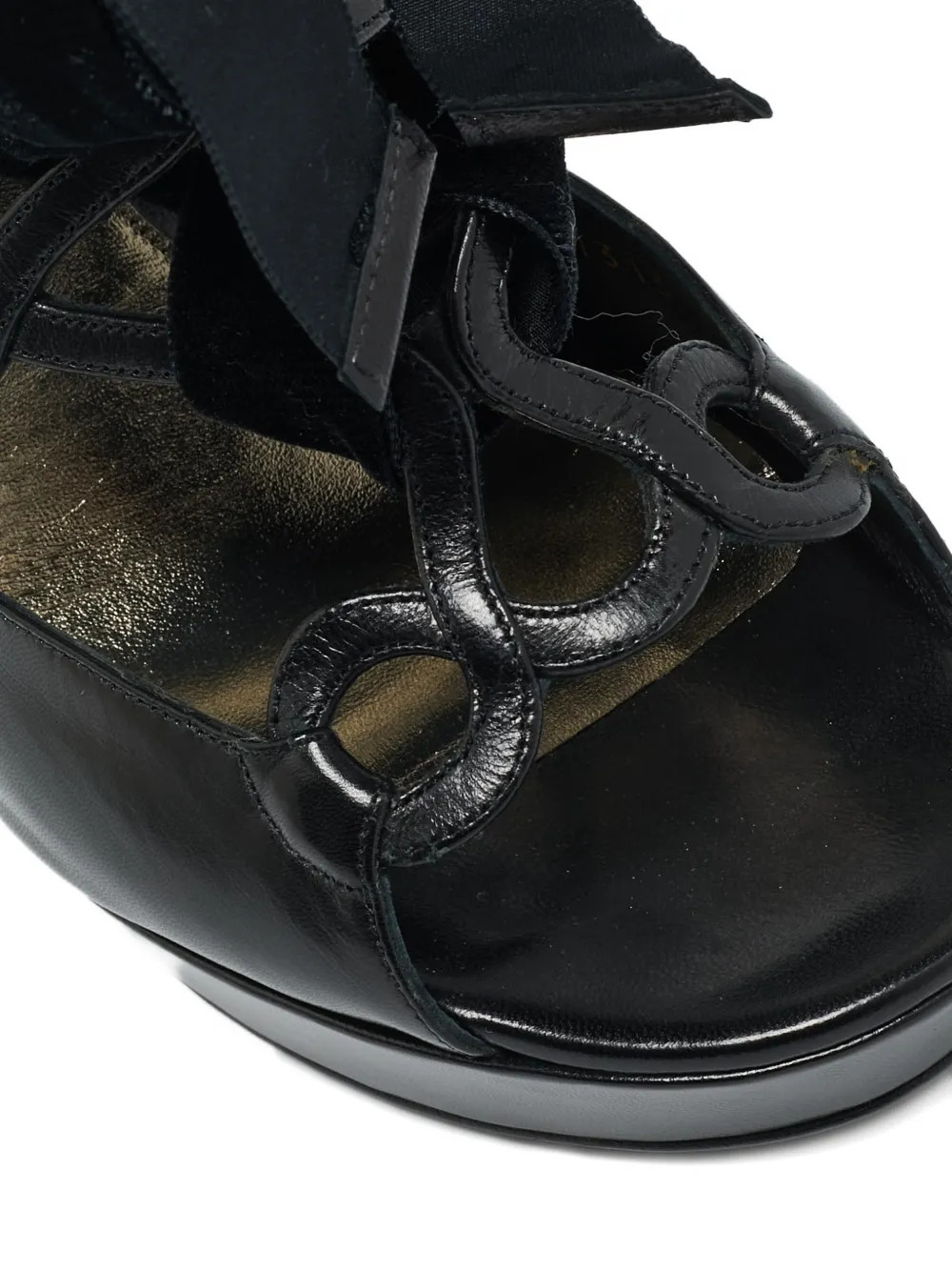 Alexander McQueen Pre-Owned Leather cut-out Sandals | Black | FARFETCH