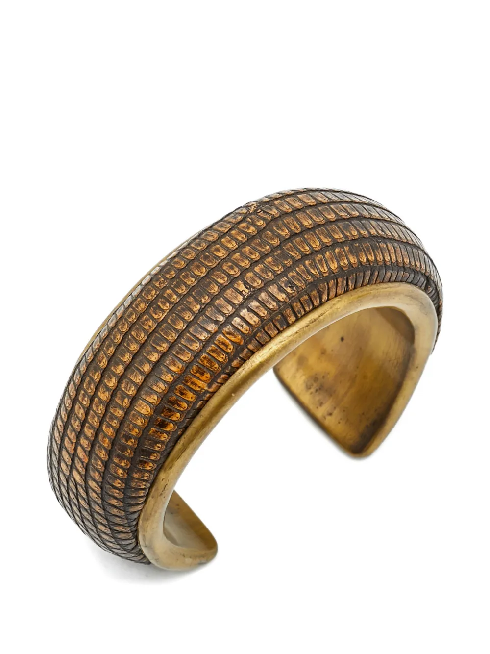 Carolina Herrera Vintage textured leather cuff bracelet - Gold