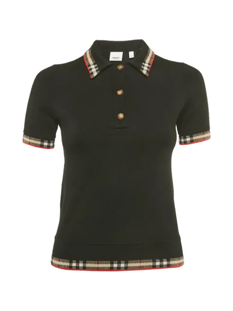 Burberry Pre-Owned checked-trim polo top
