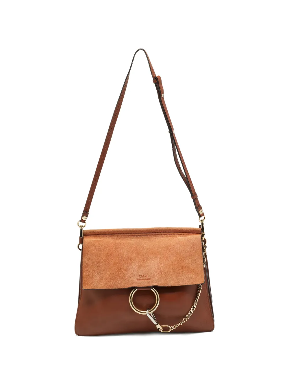 Chloé Pre-Owned medium Faye ring-chain leather shoulder bag - Marrone