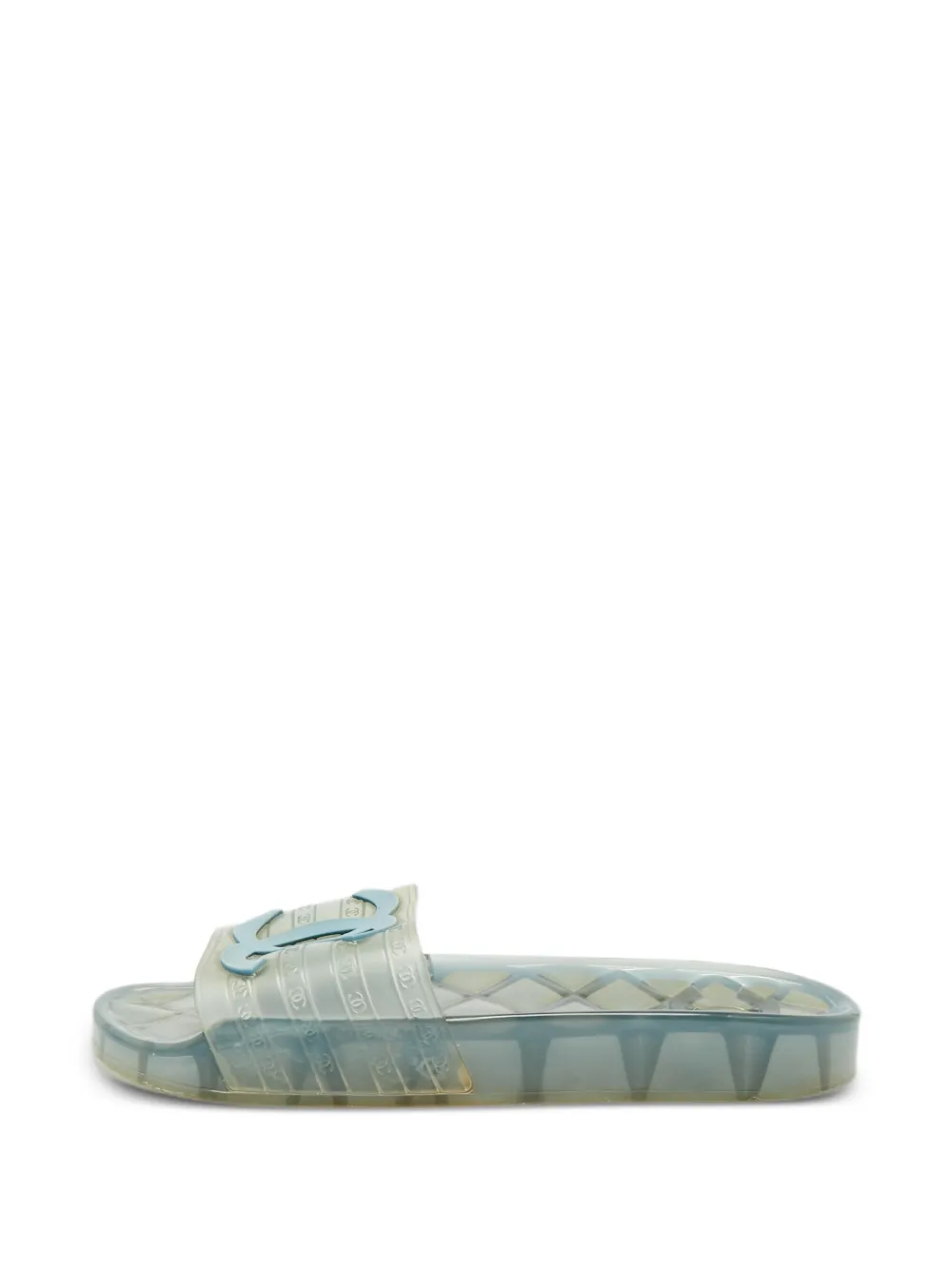 CHANEL Pre-Owned rubber logo-motif slides - Weiß