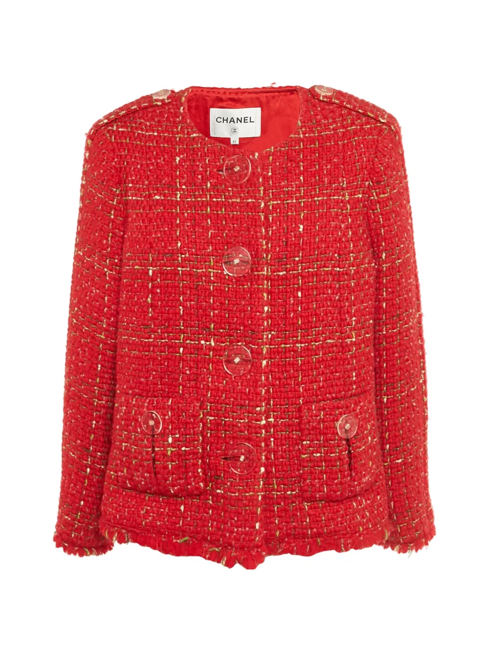 CHANEL Pre-Owned Giacca con bottoni in tweed - Rosso