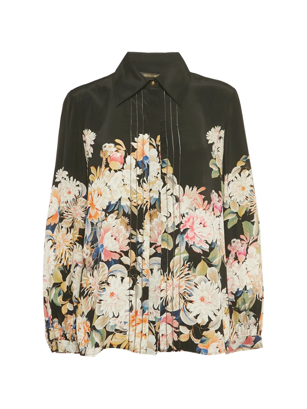 Roberto Cavalli floral-print long-sleeve shirt - Nero