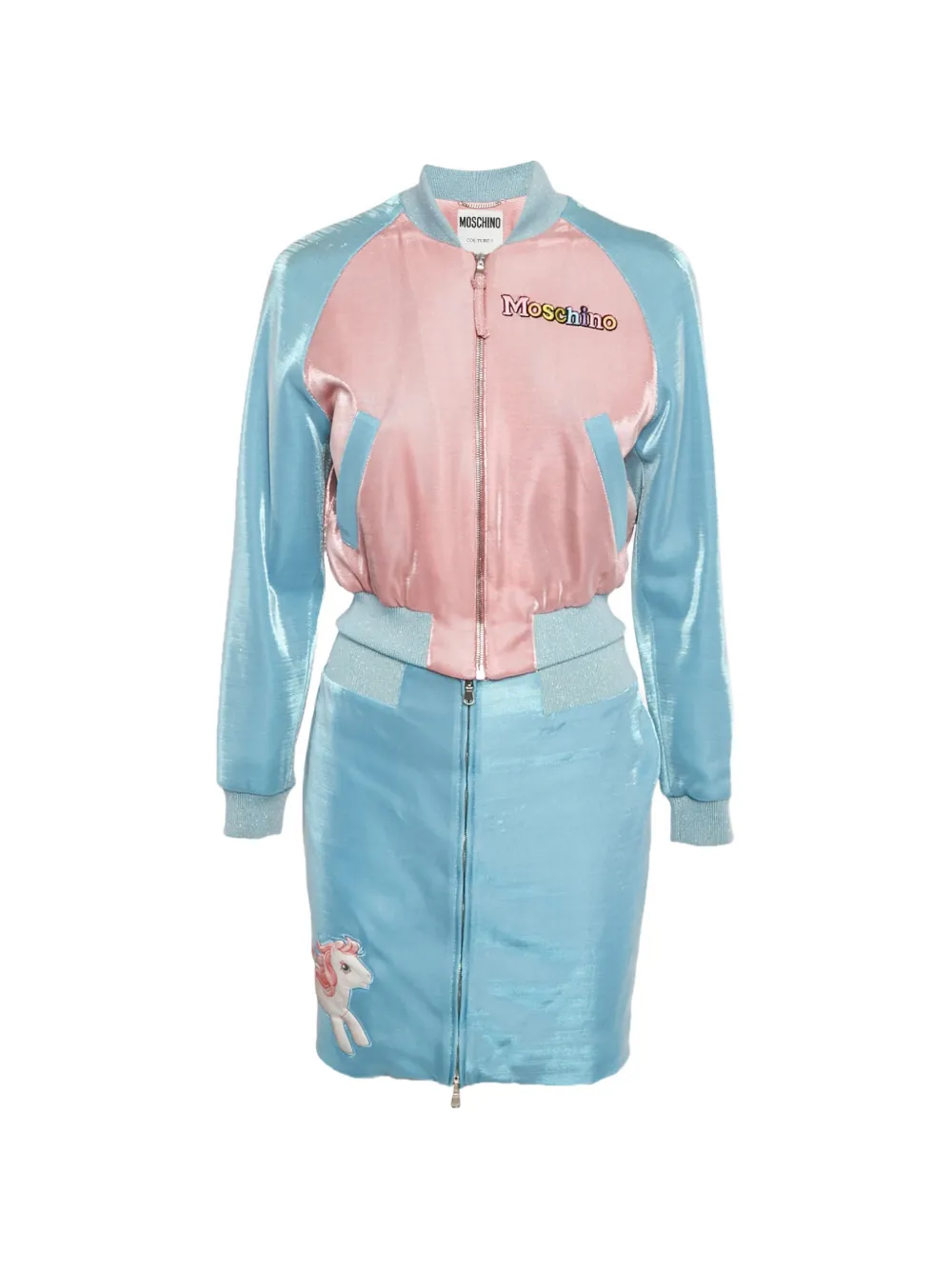 Moschino Pre-Owned Lamé unicorn skirt set - Blu