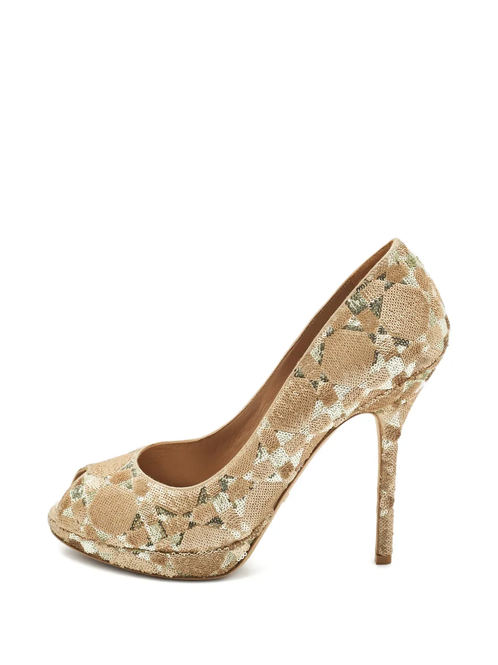 Christian Dior Pre-Owned sequin peep-toe pumps - Nude