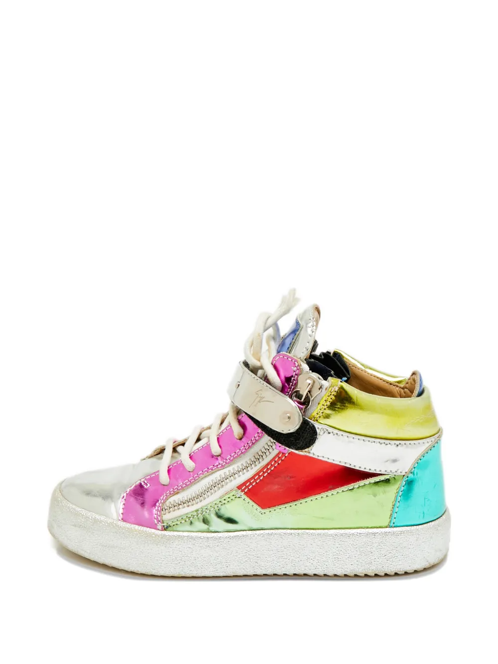 Giuseppe Zanotti Vintage zip-fastenning leather sneakers - Argento