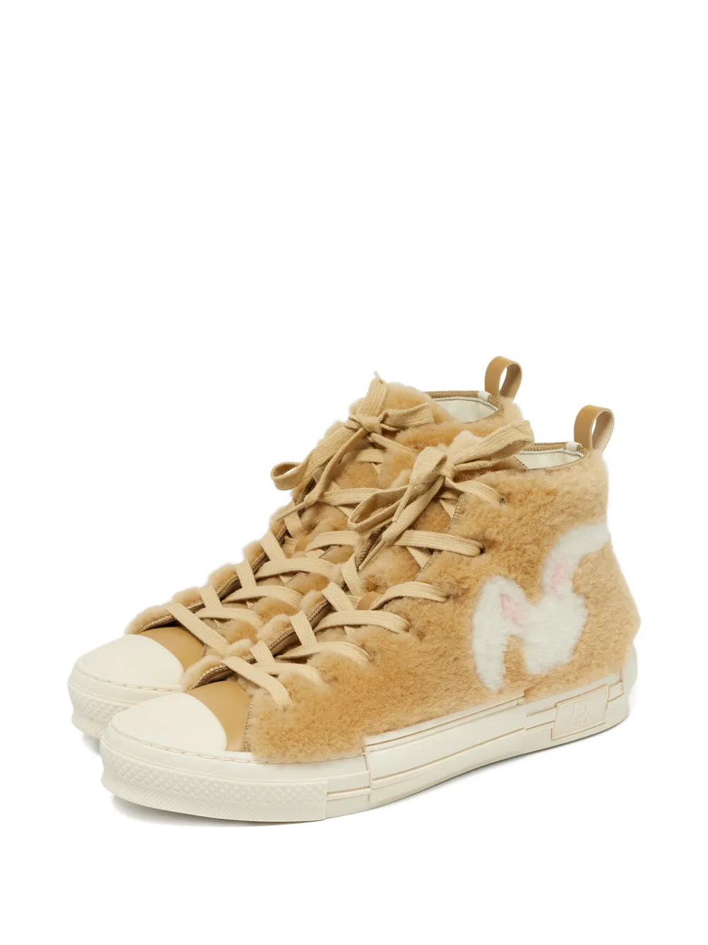 Christian Dior Pre-Owned bunny-motif shearling sneakers - Nude
