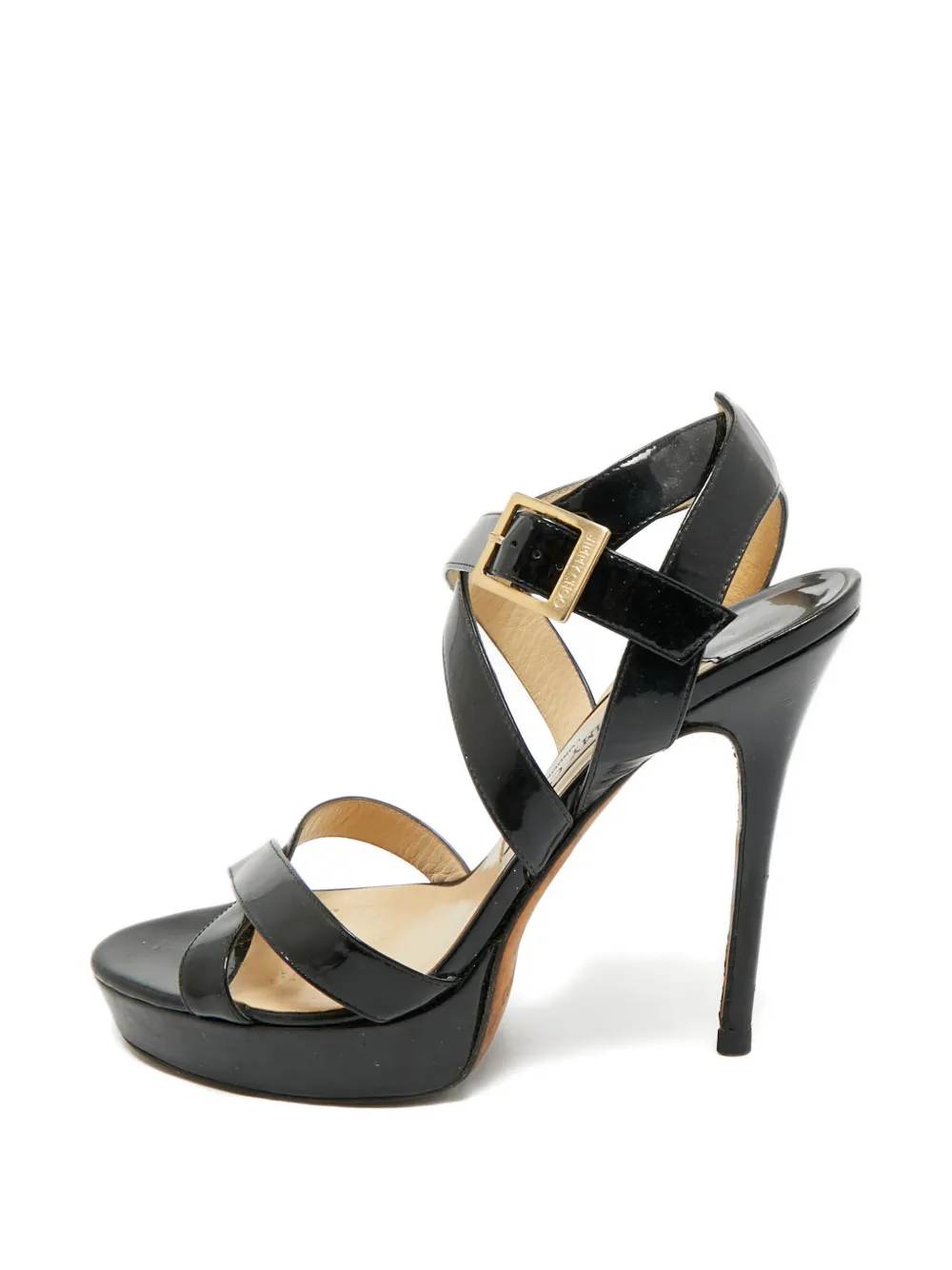 Jimmy Choo Pre-Owned Louise criss-cross-strap patent-leather sandals - Nero